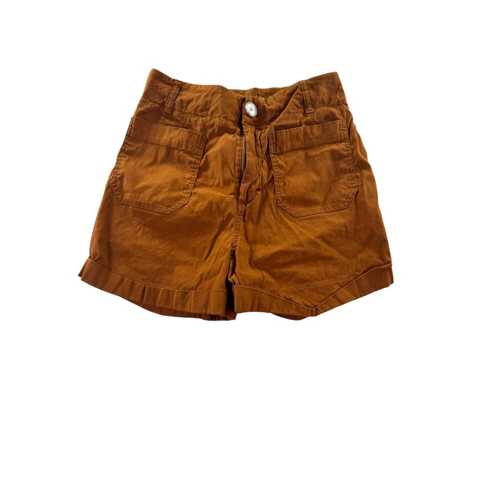 Anthropologie Brown Utility Cargo Shorts Cuffed Hem Pockets Womens Size 28